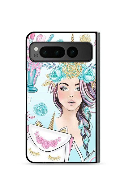 Covernex غطاء حماية لهاتف جوجل بيكسل فولد 5G مع رموش على الحقيبة وفتاة وحيد ا...