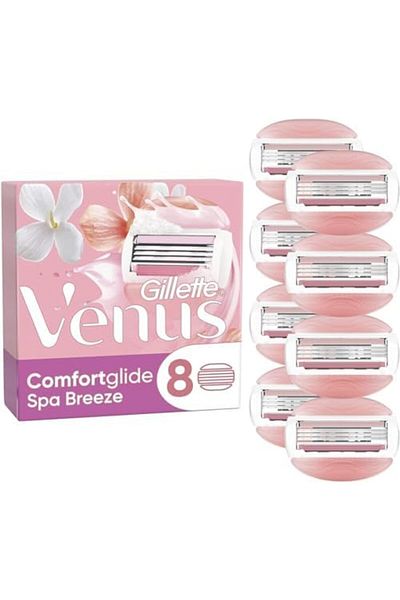 Gillette Venus Venus Comfort Glide Spa Breeze Razor Blades for Women, Pack of 8 Razors