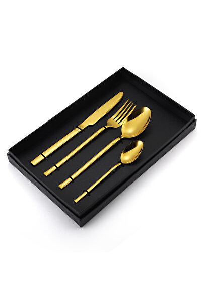 Trendy's Set of 4 stainless steel cutlery, TRENDY'S, gold
