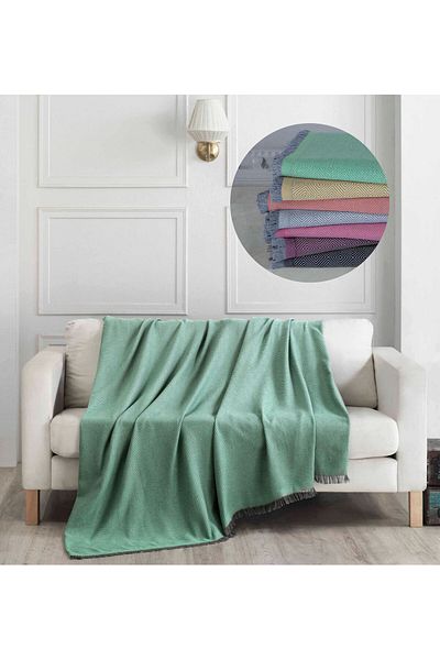 Bella Maison Elite Green Cotton Blanket for Sofa 230x175