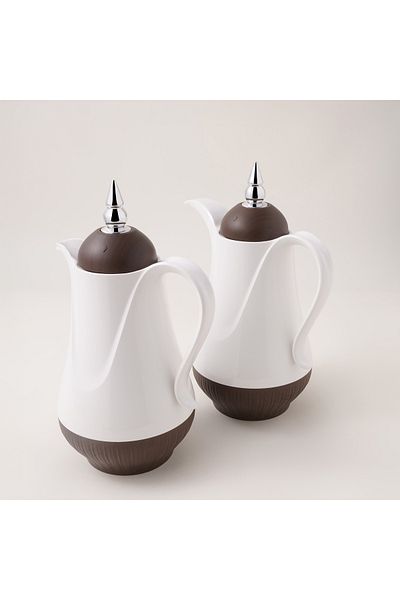 Dallaty Plastic Vacuum Flask Set Of 2, 1L, Wooden Color