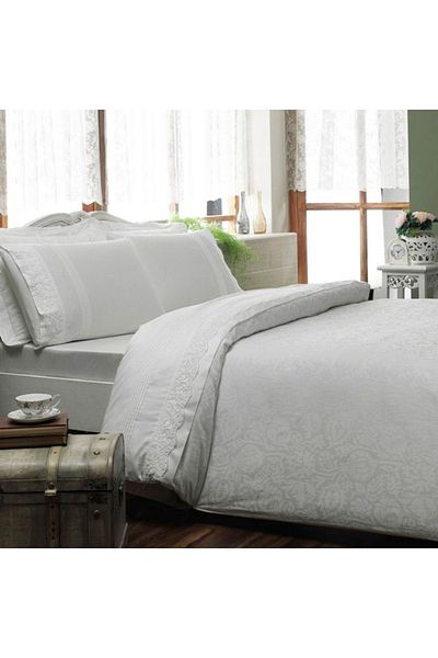 Taç Luxury satin bed linen, 6 pieces TAC, Jakar Alida Ekru