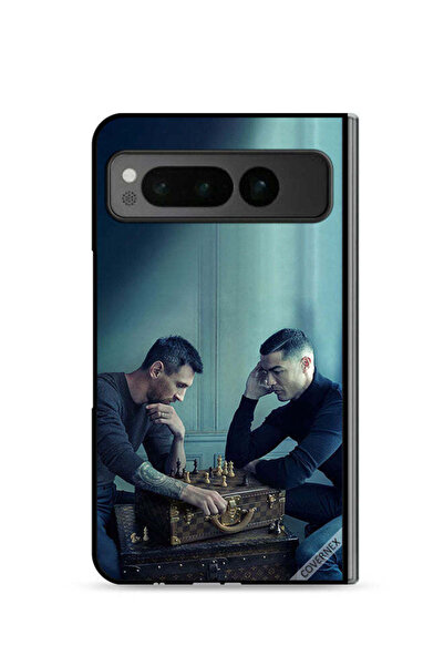 Covernex غطاء حماية لهاتف جوجل بيكسل فولد 5G بطبعة ميسي ضد رونالدو يلعبان الش...