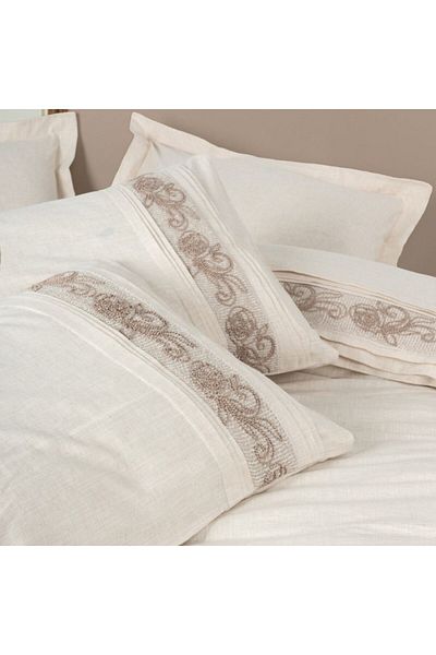 Cotton Box Linen and cotton bed linen with rose embroidery, Cotton Box, Floro Cream