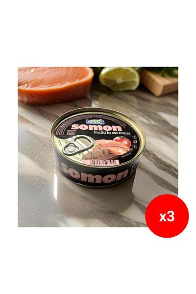 Novac Salmon piece in tomato sauce, 240g - x3
