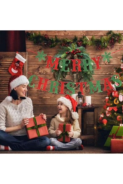 OEM Christmas banner EU-PJLQ003, paper/polyester, red/green