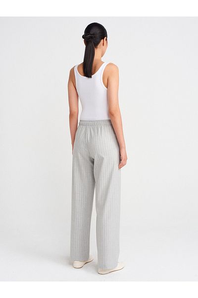 Dilvin 72139 Long Flowing Stylish Trousers-Grey
