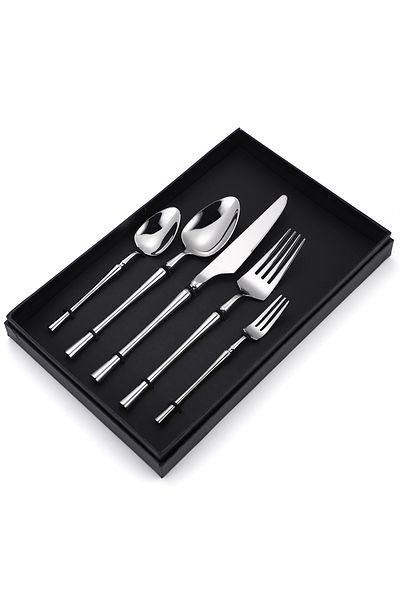 Trendy's Set of 5 stainless steel cutlery, for travel and office, TRENDY'S, chrome