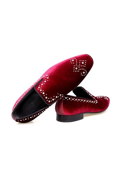 FRANCO CALVANI Bordo Color Laceless Genuine Leather Velvet Men's Shoes