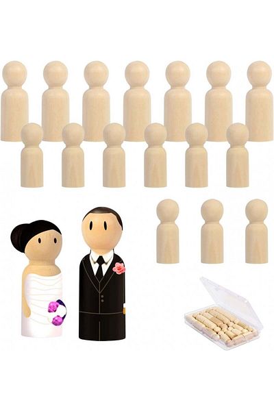 Zerhok Set of 18 unpainted decorative figurines ZERHOK, wood, , 55 mm/ 43 mm