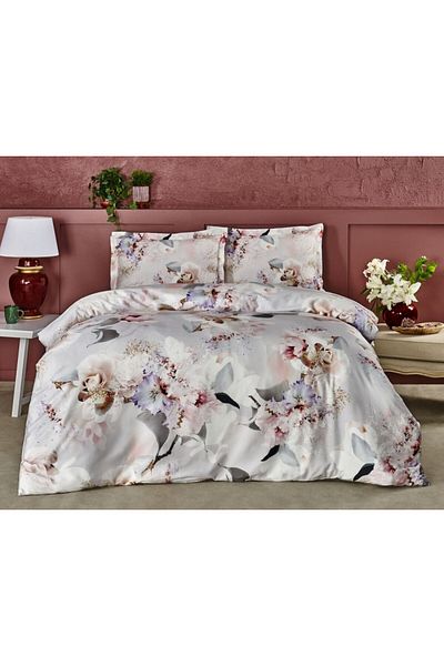Taç Double satin bed linen, 6 pieces, Tac Delux, Digital Lyric