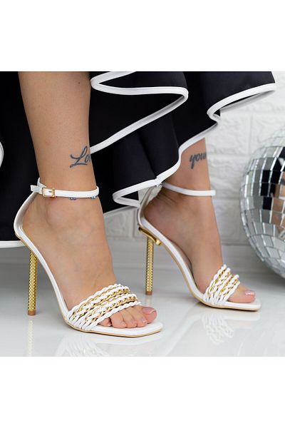 Botinelli Women's Sandals with Thin Heel VK118 White
