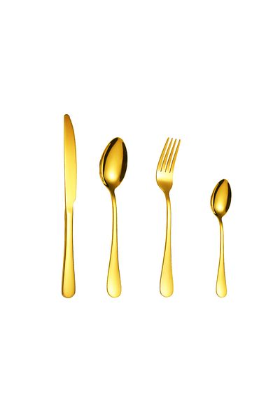 Trendy's 24-piece stainless steel cutlery set, for 6 people, with stainless steel stand, TRENDY'S, gold