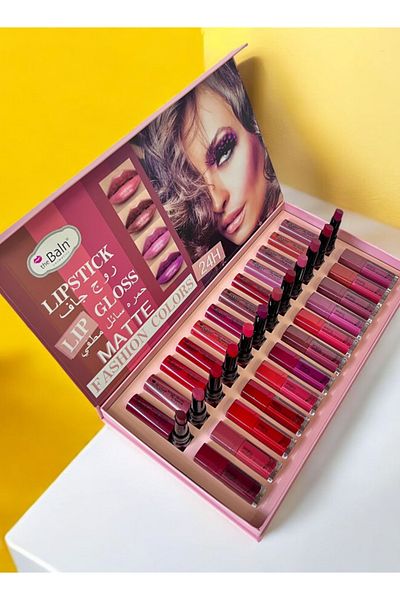 the Baln 24-color permanent lipstick set (12 liquid + 12 cream)