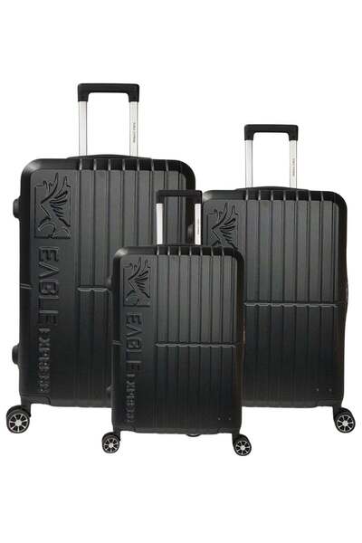 EAGLE EXPRESS Aura 3-Piece ABS Hard Luggage Set - Black + 1-Year