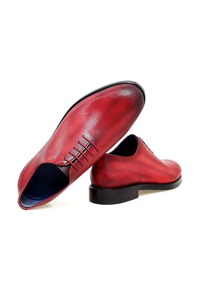 FRANCO CALVANI Red Color Lace-Up Leather Men's Shoes