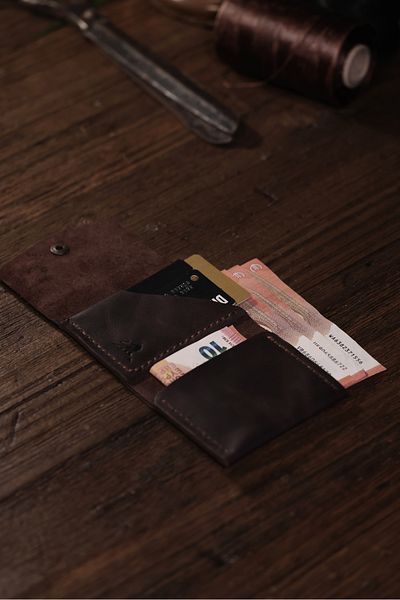 Derimoda Genuine Leather Handmade Card Holder Wallet – Minimalist Design with Cash and Card Compartments