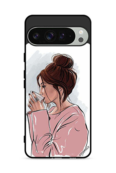 Covernex غطاء حماية لهاتف Google Pixel 9 Pro XL بتصميم فتاة تشرب الشاي