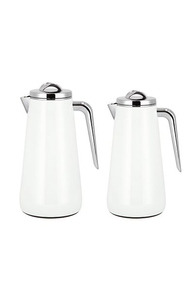Dallaty Eve set of 2 steel vacuum flask white & chrome