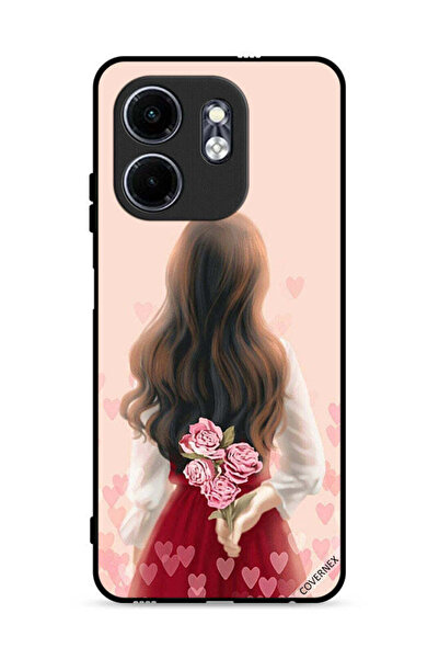 Covernex غطاء حماية لهاتف إنفينيكس سمارت 9 4G بطبعة فتاة تخفي أزهارًا
