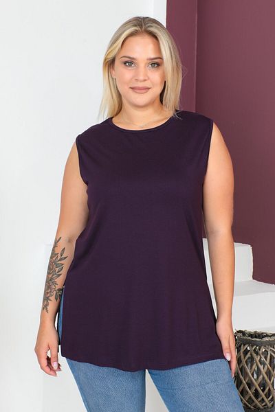 tarzımsüper Large Size Thick Strap Lycra Slit Sports and Daily Combed Cotton Tank Top Blouse