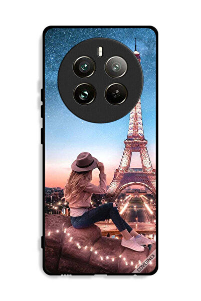 Covernex غطاء حماية لهاتف Realme 12 Pro Plus 5G بتصميم فتاة القبعة وبرج إيفل