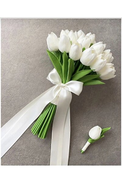 Botanikelbuketleri 11 adetli beyaz lale gelin çiçeği