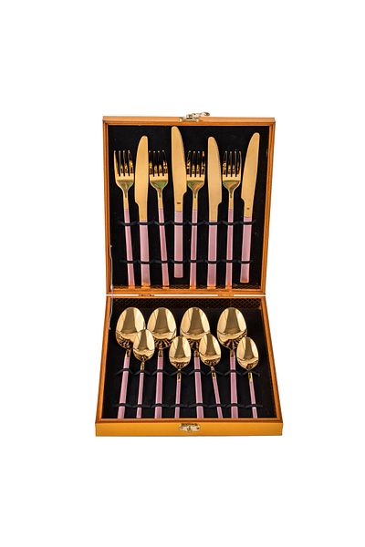 Trendy's Set of 16 stainless steel cutlery, TRENDY'S, rose-gold