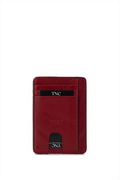 Tamer Tanca Unisex Genuine Leather Claret Red Card Holder