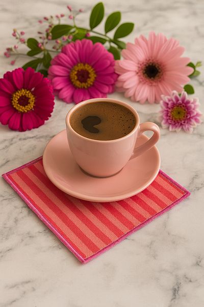 Evdek Pack of 2 Digital Printed Cocktail Napkins with Embroidery Detail Ds13