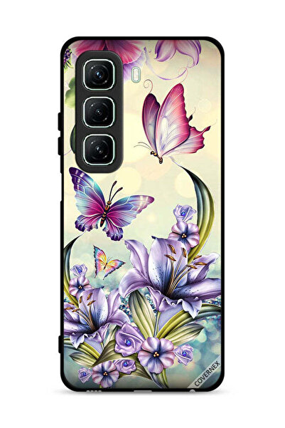 Covernex غطاء حماية لهاتف Infinix Hot 50 5G بنقشة زهور أرجوانية وفراشات