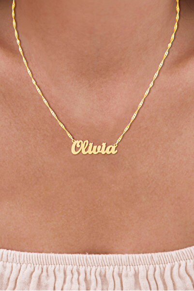 BUKA JEWELLERY Kişiye Özel İsimli 24 Ayar Altın Kaplama 925 Ayar Gümüş Kolye