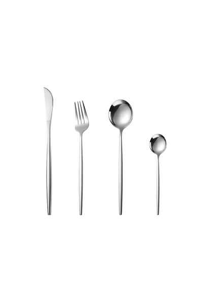 Trendy's Cutlery set, for 6 people, 24 pieces with stand, TRENDY'S, chrome