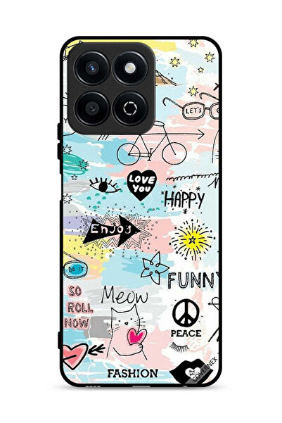 Covernex غطاء حماية لهاتف Honor Play 60 Plus 5G بتصميم Doodle Meow Enjoy