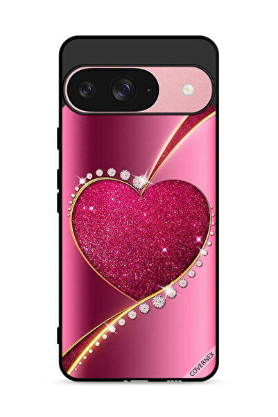 Covernex غطاء حماية لجهاز Google Pixel 9 بتصميم قلب لامع من الألماس