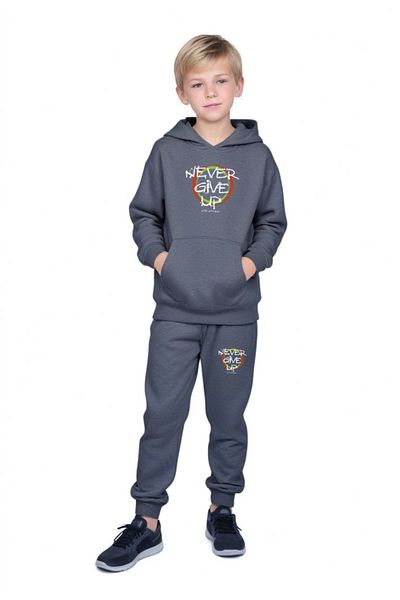 panios kids 3-Piece Kangaroo Pocket Hooded Printed Boy's Tracksuit Set