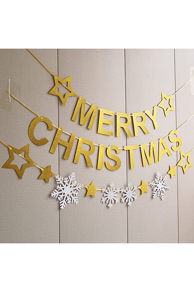 OEM Christmas banner EU-PJLQ003, paper, gold