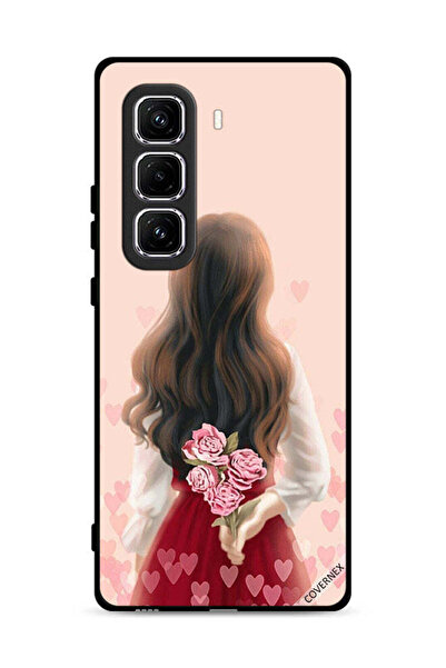 Covernex غطاء حماية لهاتف Infinix Hot 50 Pro Plus 4G بتصميم فتاة تخفي أزهارًا