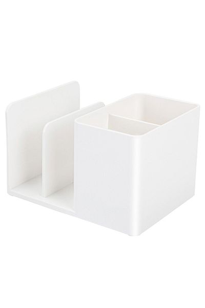 Deli Organizator de birou Nusign, alb, 2 compartimente, 2 separatoare pentru cărți, design minimalist