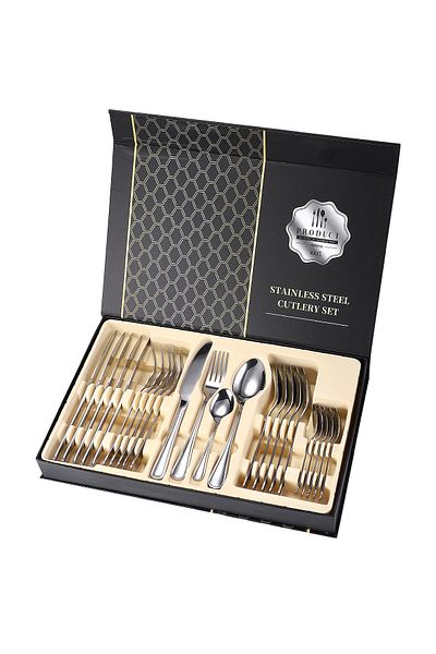 Trendy's 24-piece cutlery set, stainless steel, for 6 people, TRENDY'S, chrome