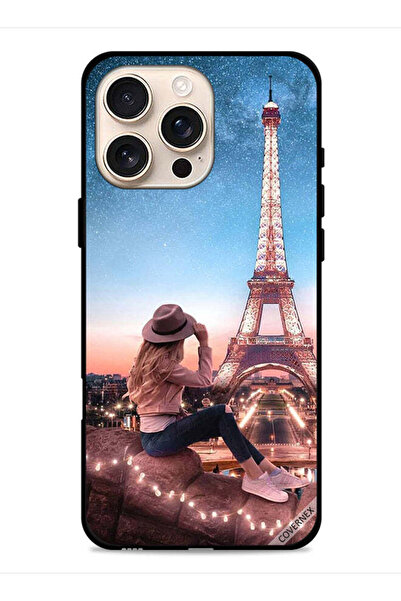 Covernex غطاء حماية لجهاز آيفون 16 برو ماكس من آبل، بتصميم فتاة القبعة وبرج إيفل