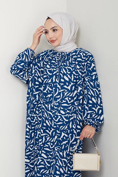 MSK Fashion Μαμά φόρεμα μεγάλου μεγέθους βισκόζης με ελαστική μπροστινή μέση μπλε