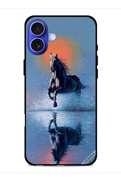 Covernex غطاء حماية لجهاز آيفون 16 بلس من آبل، رسم حصان يركض في الماء