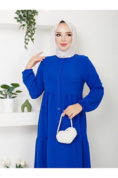 exxitcollection Γυναικείο Ayrobin Saks Blue Κομψό και άνετο υφασμάτινο φόρεμα Hijab