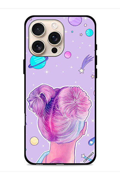 Covernex غطاء حماية لجهاز آيفون 16 برو ماكس من آبل، رسم فتاة ونجوم الفضاء