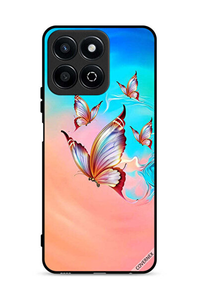 Covernex غطاء حماية لهاتف Honor Play 60 Plus 5G بطبعة فراشات تحلق فوق لون الطلاء