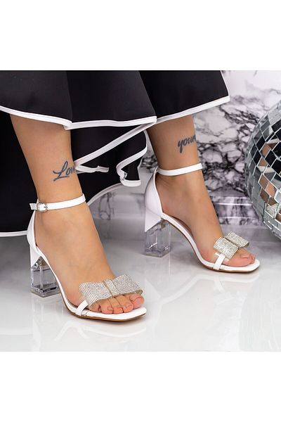 mei Women's Sandals with Thick Heels 2XKK52 White