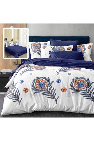 Pucioasa Double bed linen peacock feathers made of finet, set of 6 pieces