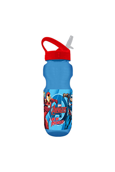 TSUMAB Marvel Avengers Kids Water Bottle – 500ml with Straw Lid (Red & Blue)