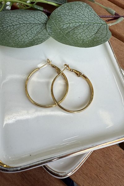 My Joyas Design Steel Hoop Earring Gold (Diameter:3Cm)